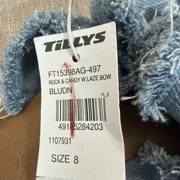 Rock & Candy Frayed Denim Bow Cute Chic Stylish Summer Casual Sandals - Picture 10 of 12